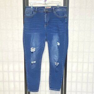 Hot Kiss Get the Lift Skinny Sculpting Denim Jeans 18 Medium Wash Distressed